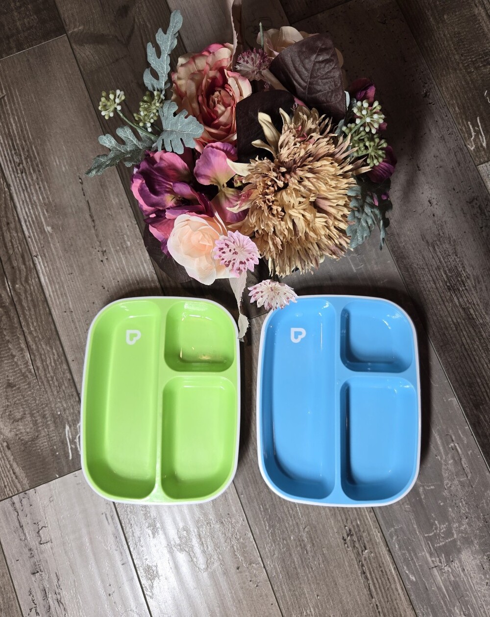 Munchkin Splash Toddler Divided Plates, Blue/Green, 2 Pack